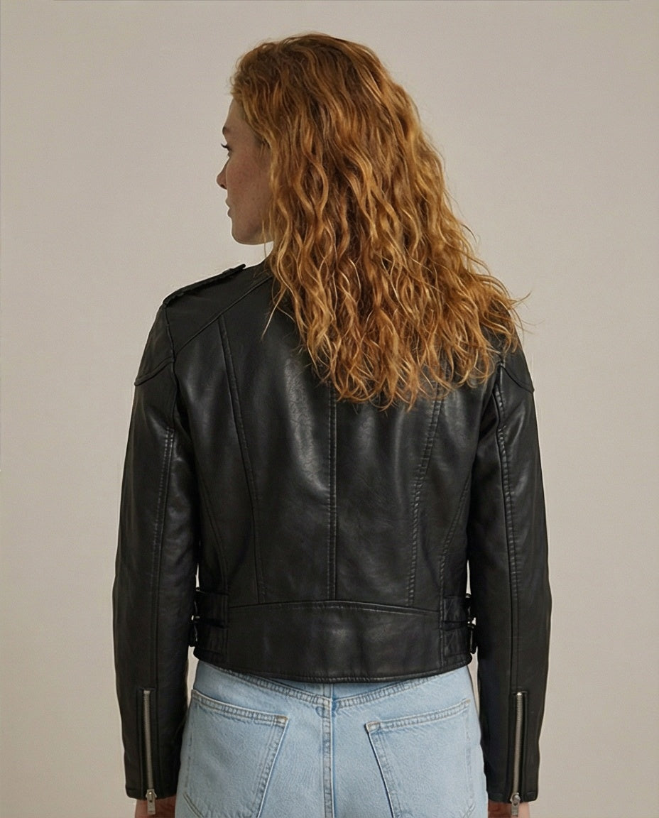 Structured Leather Moto Jacket