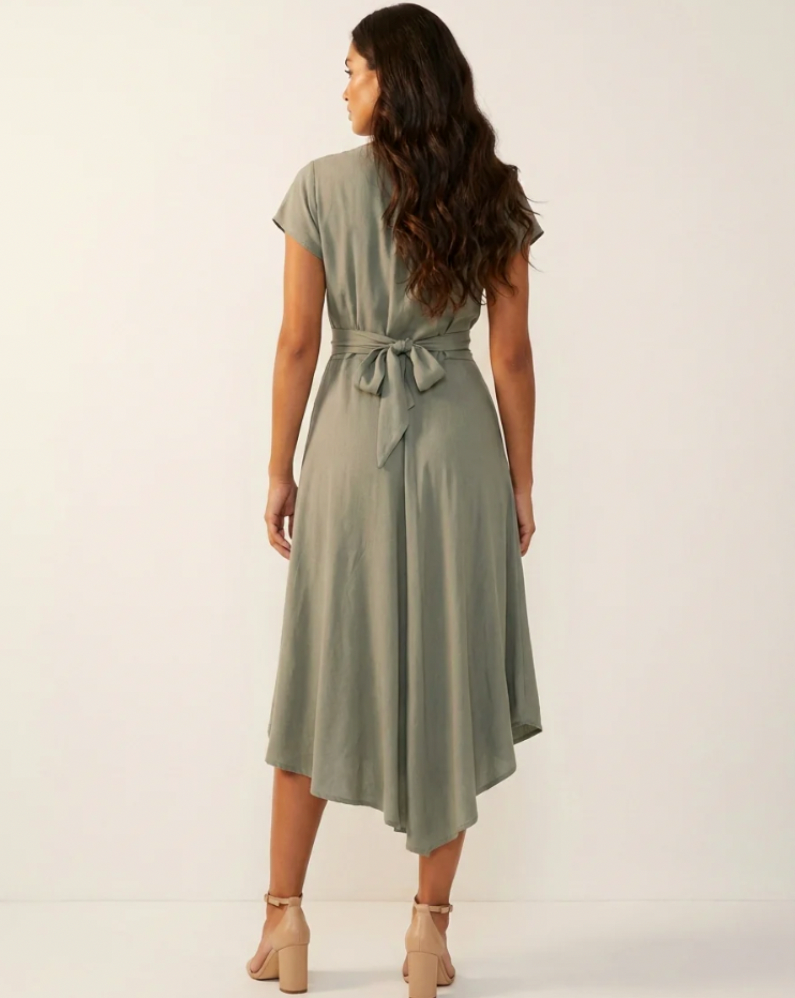 Short Sleeve Cutout Midi Dress