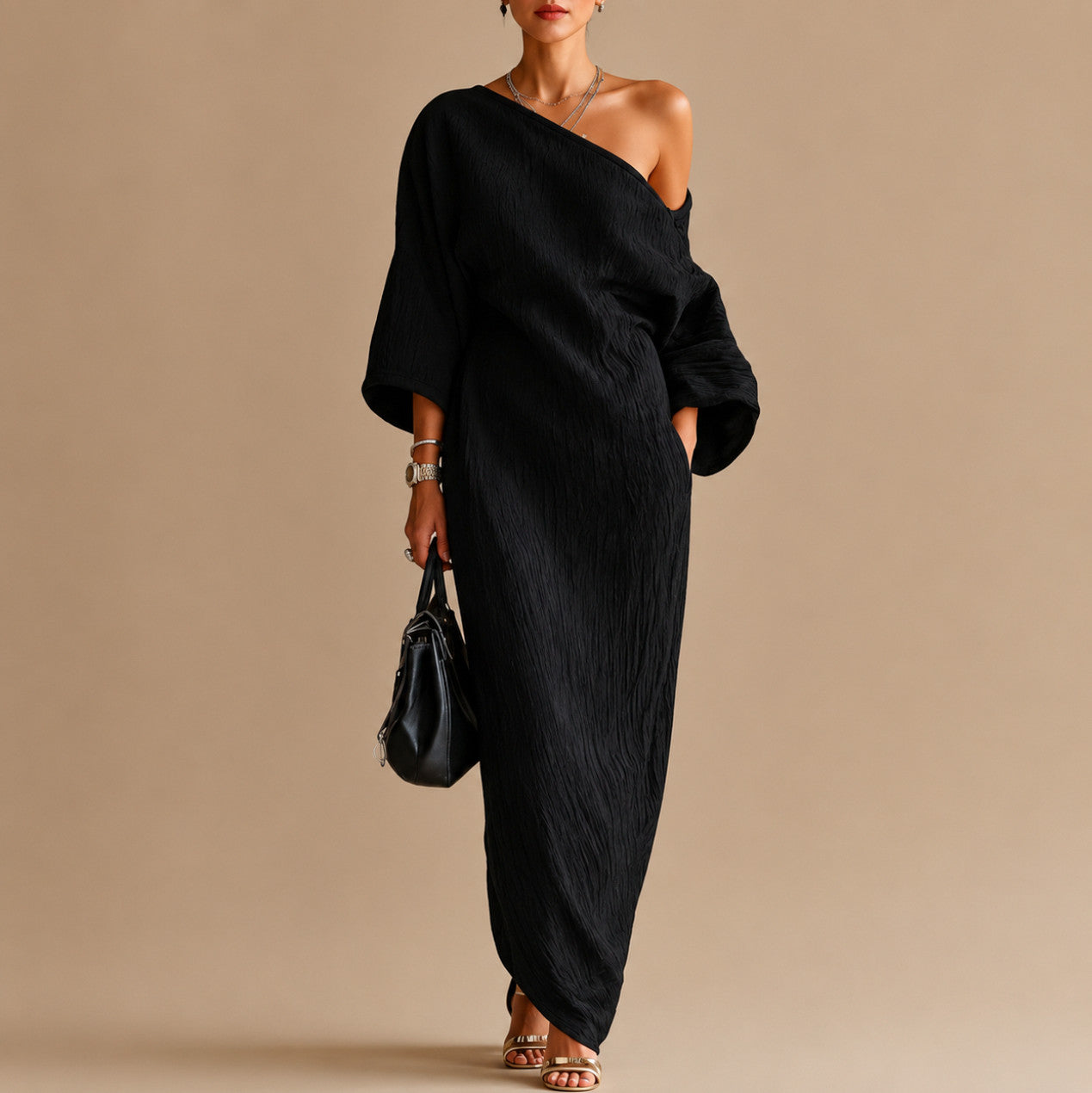 Linen Off Shoulder Maxi Dress
