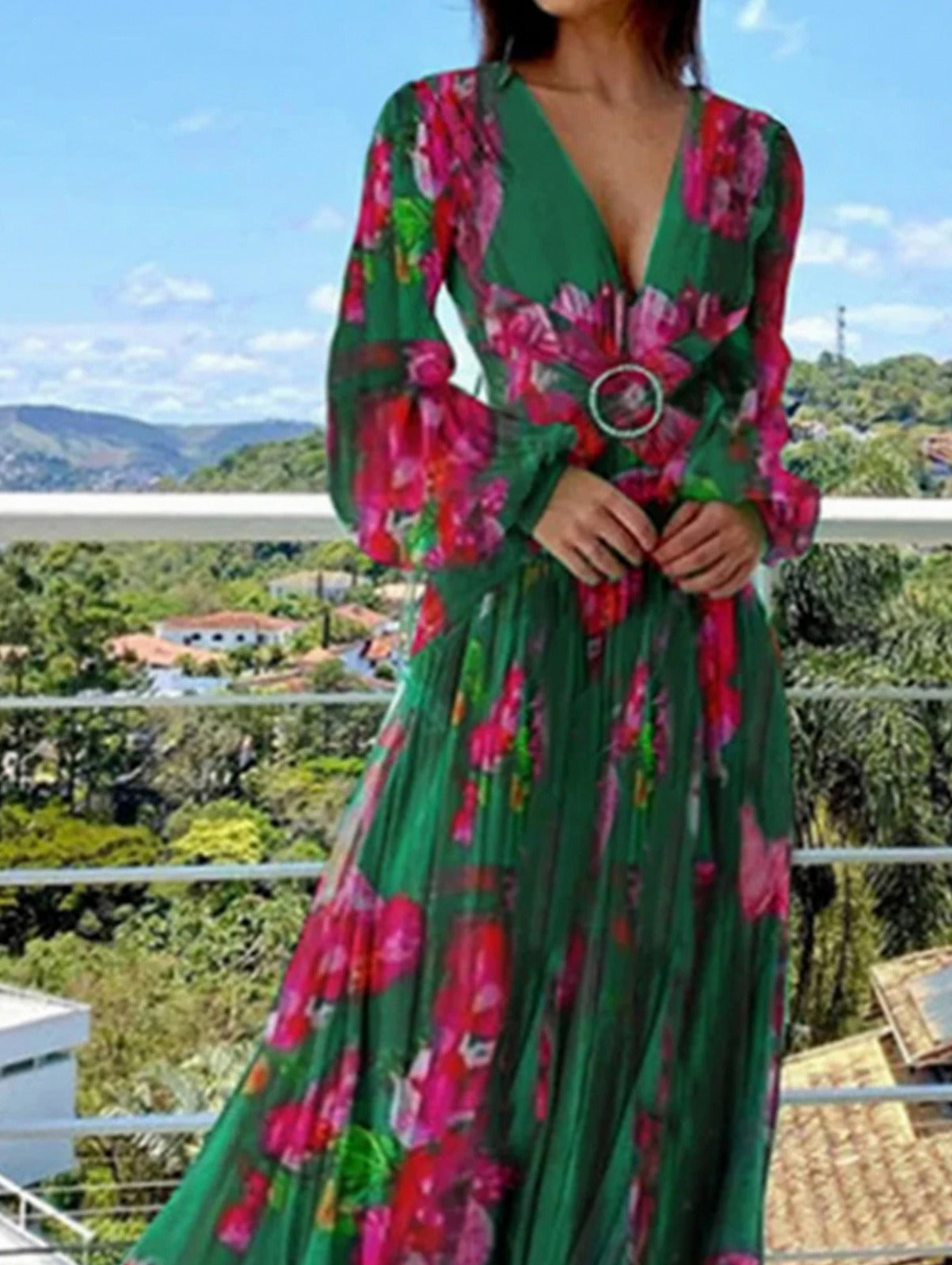 Floral Long Sleeve Maxi Dress