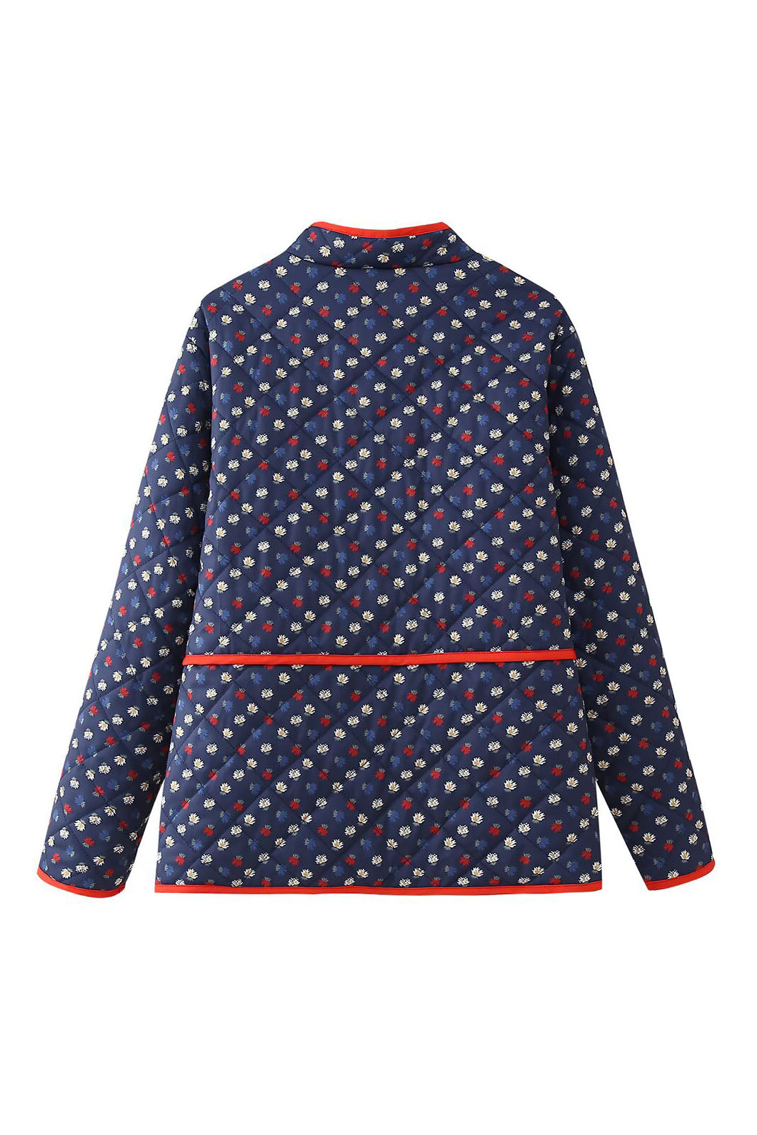 Blue - Women's olive green onion quilted jacket featuring a button-front closure, ribbed collar, and rolled cuffs revealing a contrast leopard print lining.