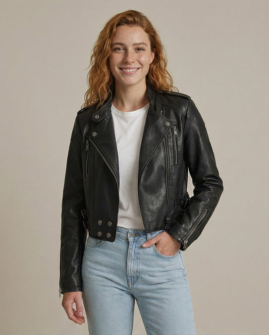 Structured Leather Moto Jacket