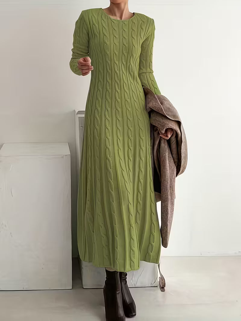 cable knit maxi dress Lalavon - Short Sleeve city walks Cable Knit Long Sleeve Maxi