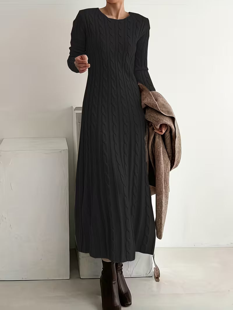 cable knit maxi dress Chocolate Chunky Roll Neck Jumper this dress features a delightful cable knit pattern that provides a flattering and textured look Nyla cable-knit cashmere maxi dress