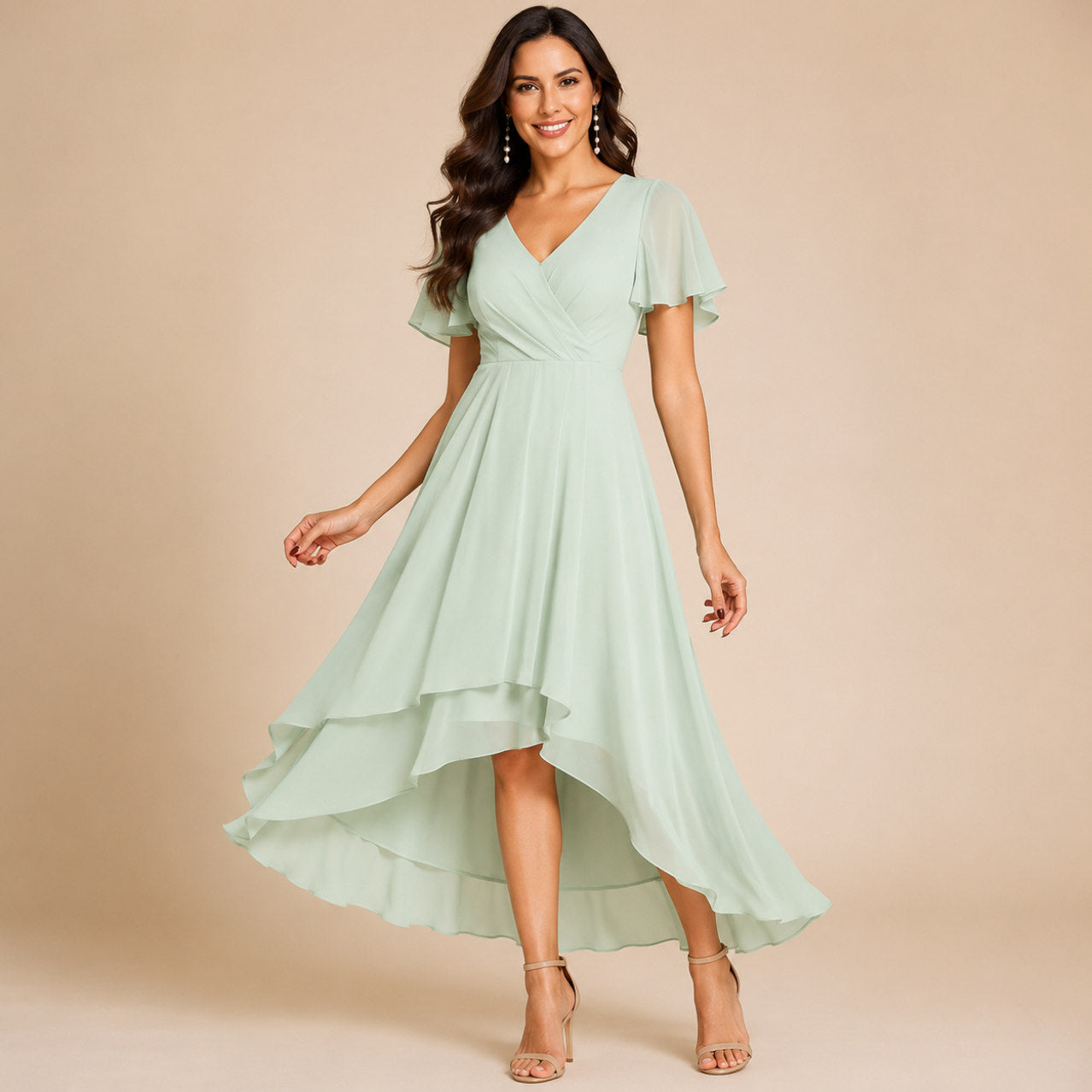 Chiffon Wrap Midi Dress