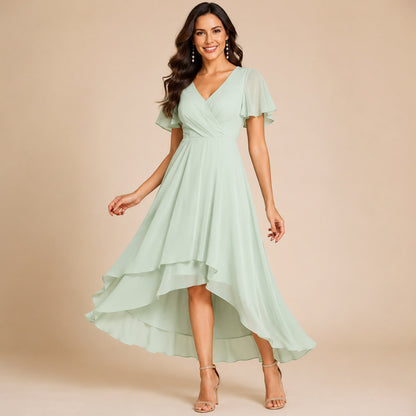 Chiffon Wrap Midi Dress