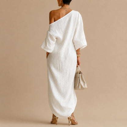 Linen Off Shoulder Maxi Dress