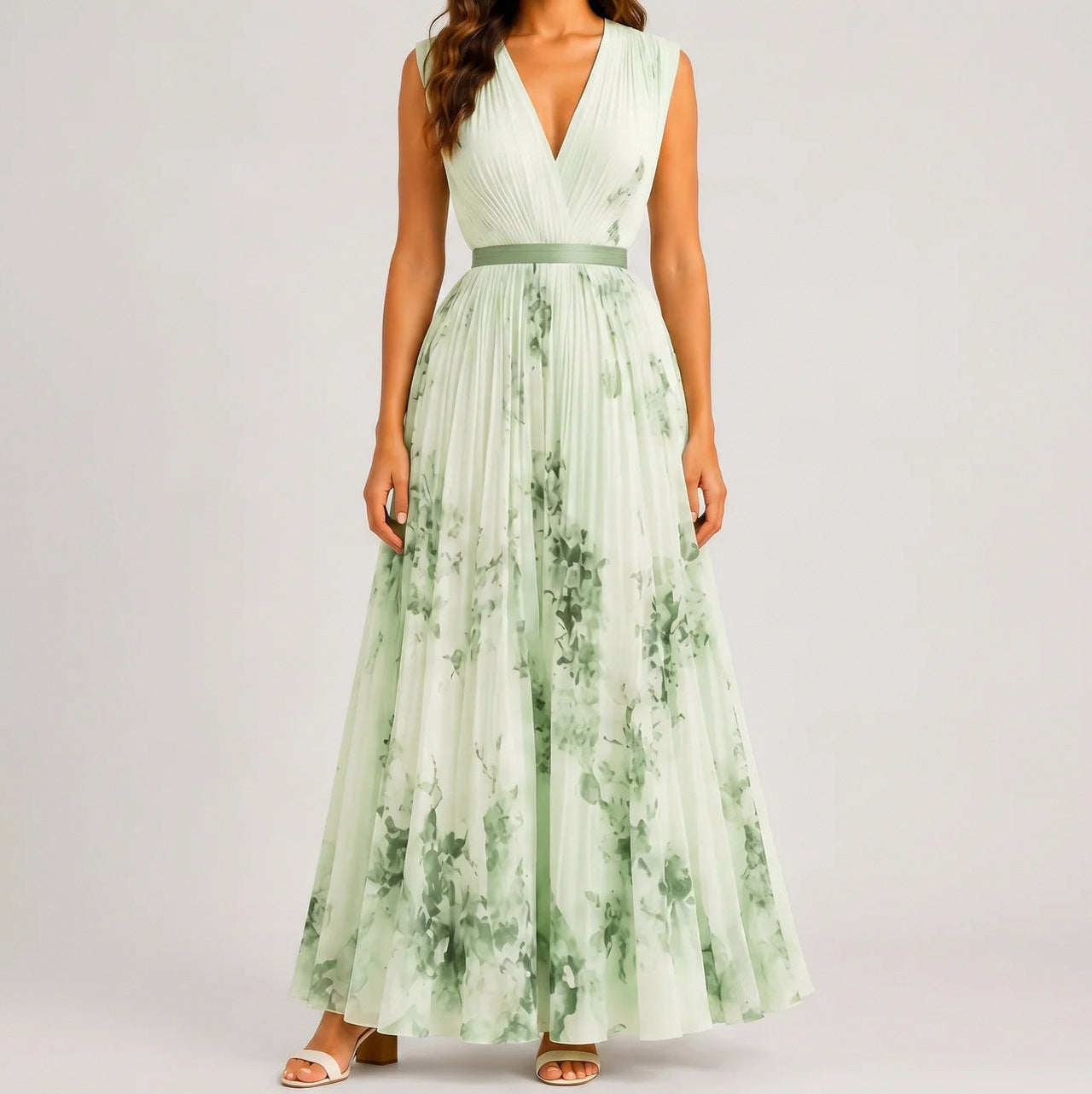 Floral Pleated Maxi Dress
