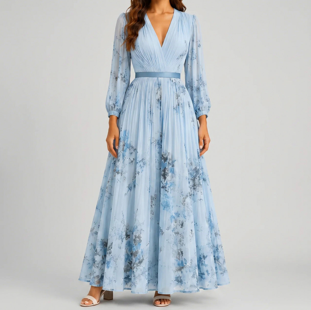 Floral Pleated Maxi Dress