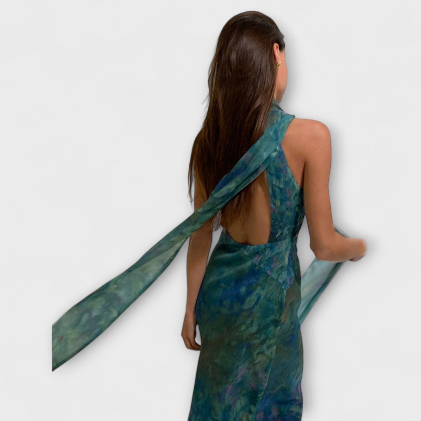 Floral Halter Cutout Maxi Dress