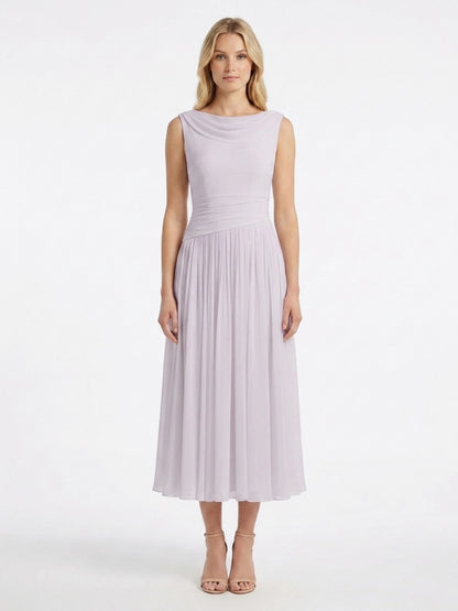 Ruched Pleated Midi Dress