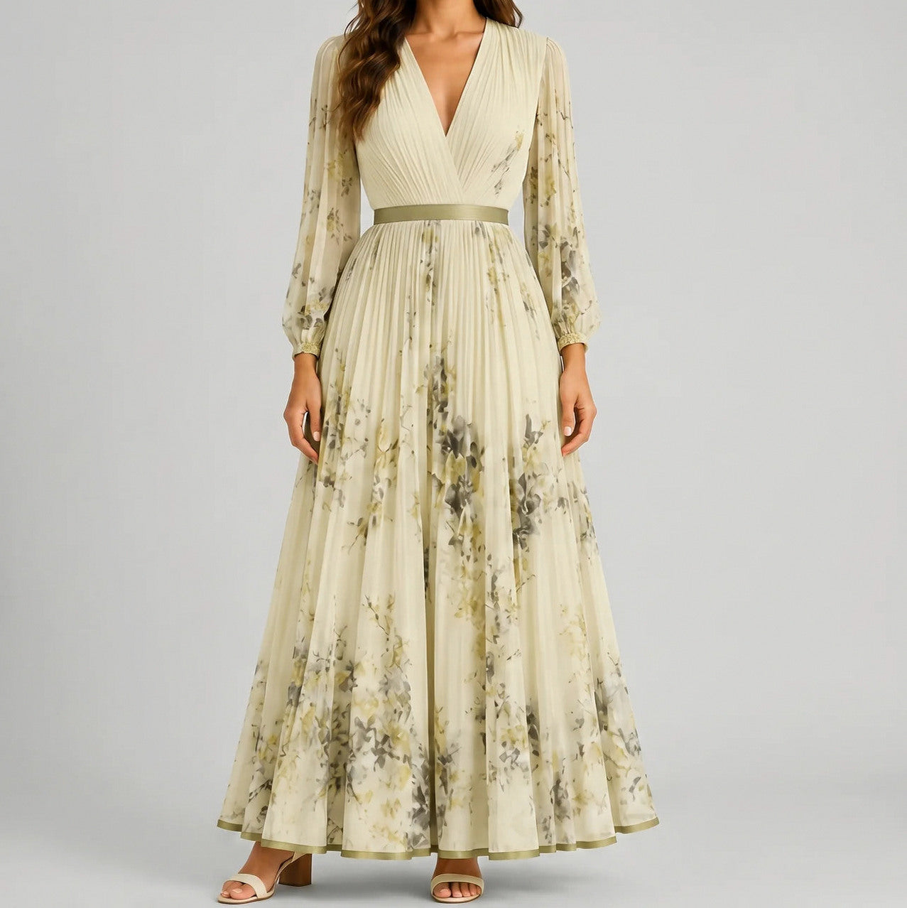 Floral Pleated Maxi Dress