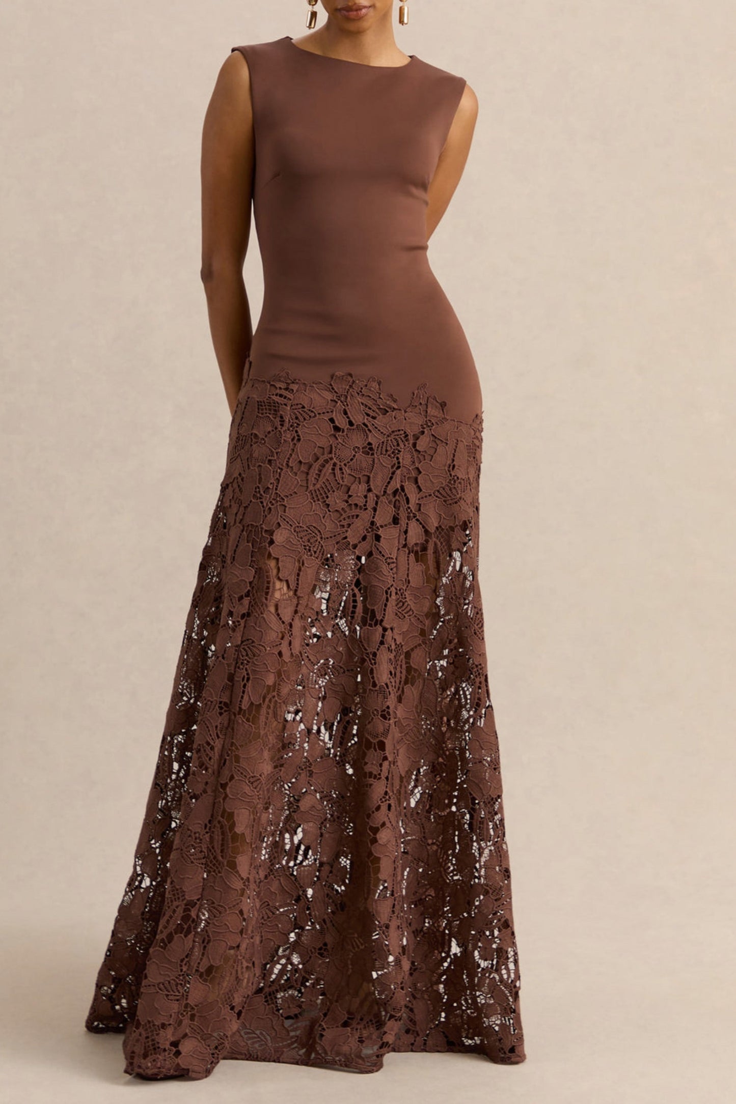 High Neck Lace Maxi Dress