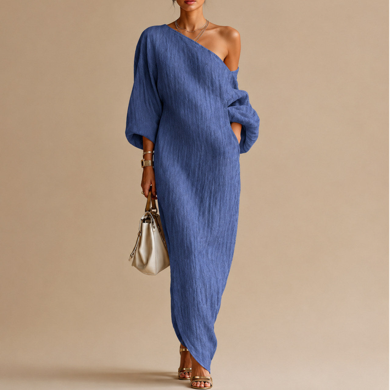 Linen Off Shoulder Maxi Dress
