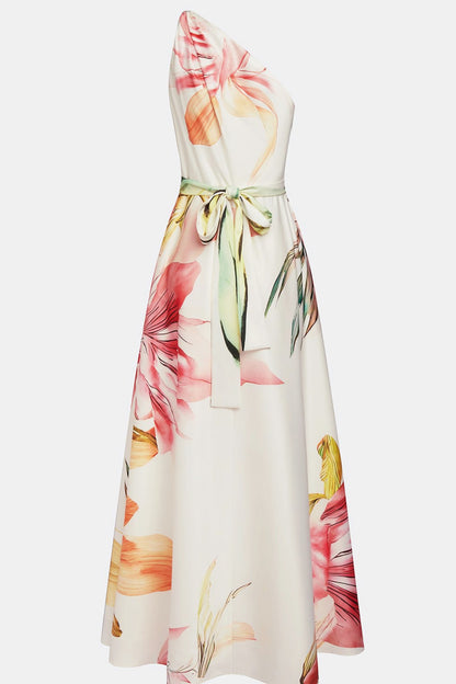 Floral Halter Pleated Maxi Dress
