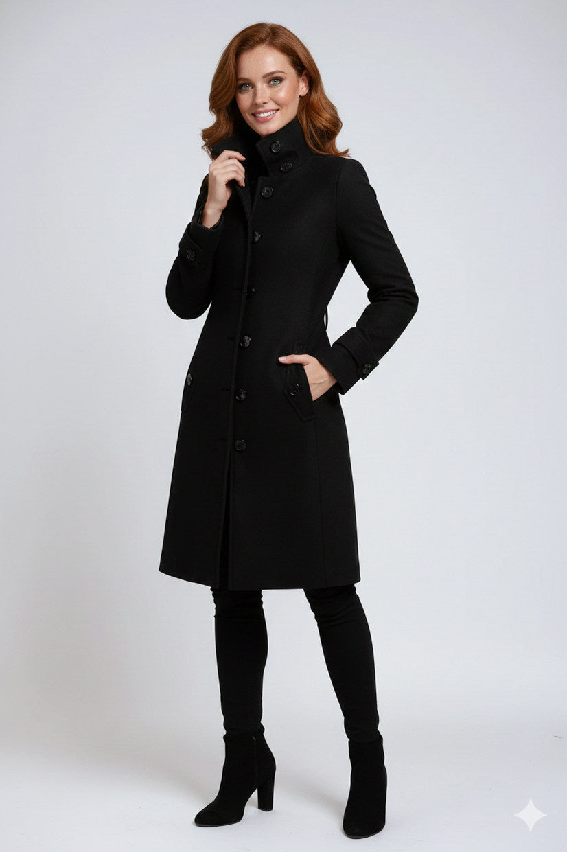 High Neck Mid Length Coat