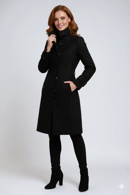 High Neck Mid Length Coat