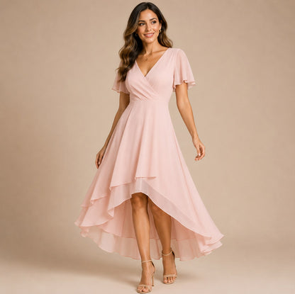 Chiffon Wrap Midi Dress