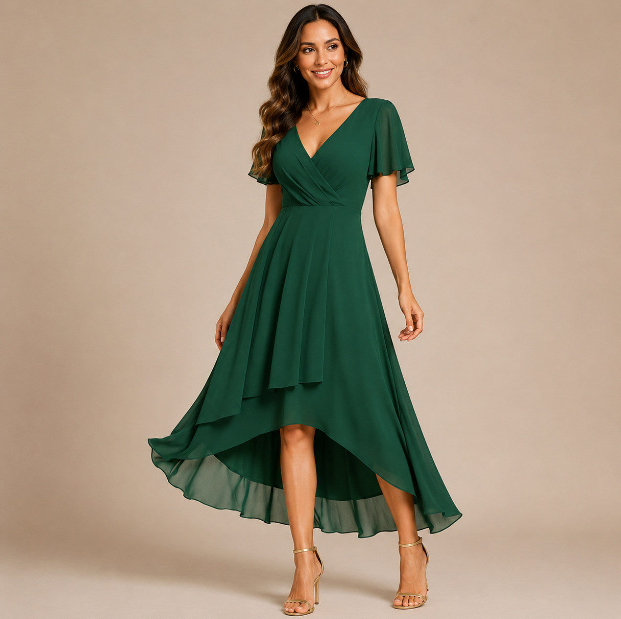 Chiffon Wrap Midi Dress