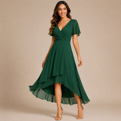 Chiffon Wrap Midi Dress