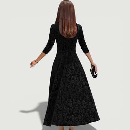 Velvet Floral Long Sleeve Maxi Dress