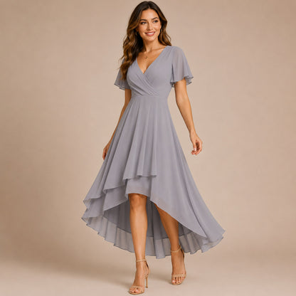 Chiffon Wrap Midi Dress