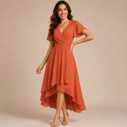 Chiffon Wrap Midi Dress