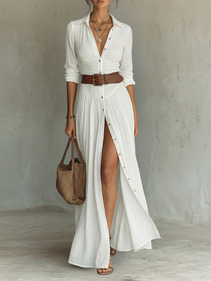 Long Sleeve Ruched Maxi Dress