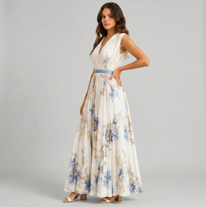 Floral Pleated Maxi Dress