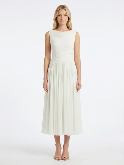 Ruched Pleated Midi Dress