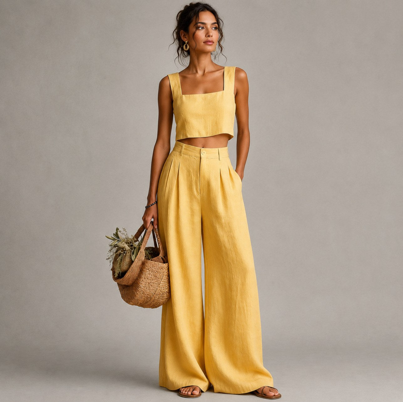 Pleated Wide Leg Pants