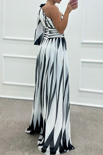Chiffon One Shoulder Maxi Dress