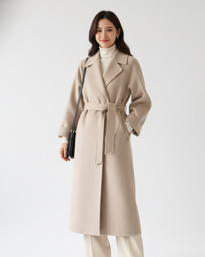 Belted Mid Length Wool Coat