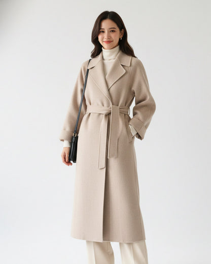 Belted Mid Length Wool Coat
