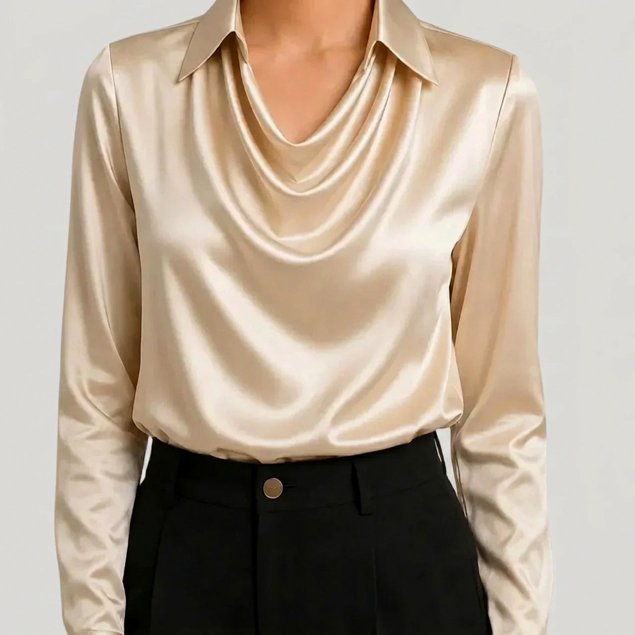Satin Cowl Neck Blouse