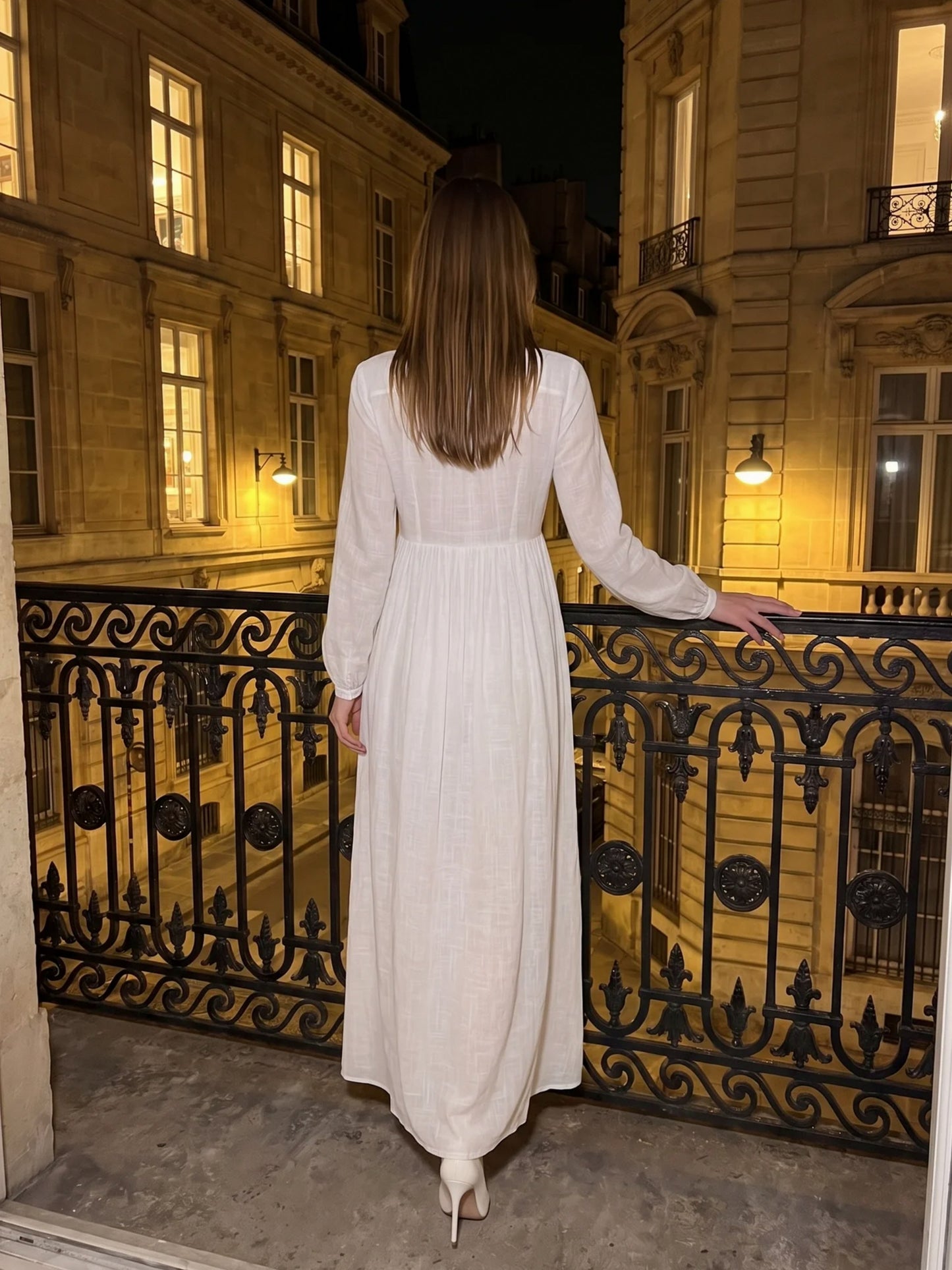Pleated Long Sleeve Maxi Shirt Dress