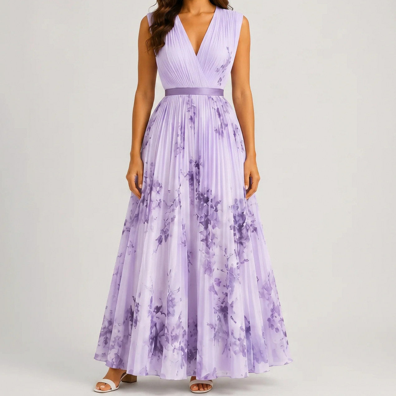 Floral Pleated Maxi Dress