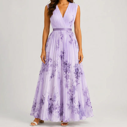 Floral Pleated Maxi Dress