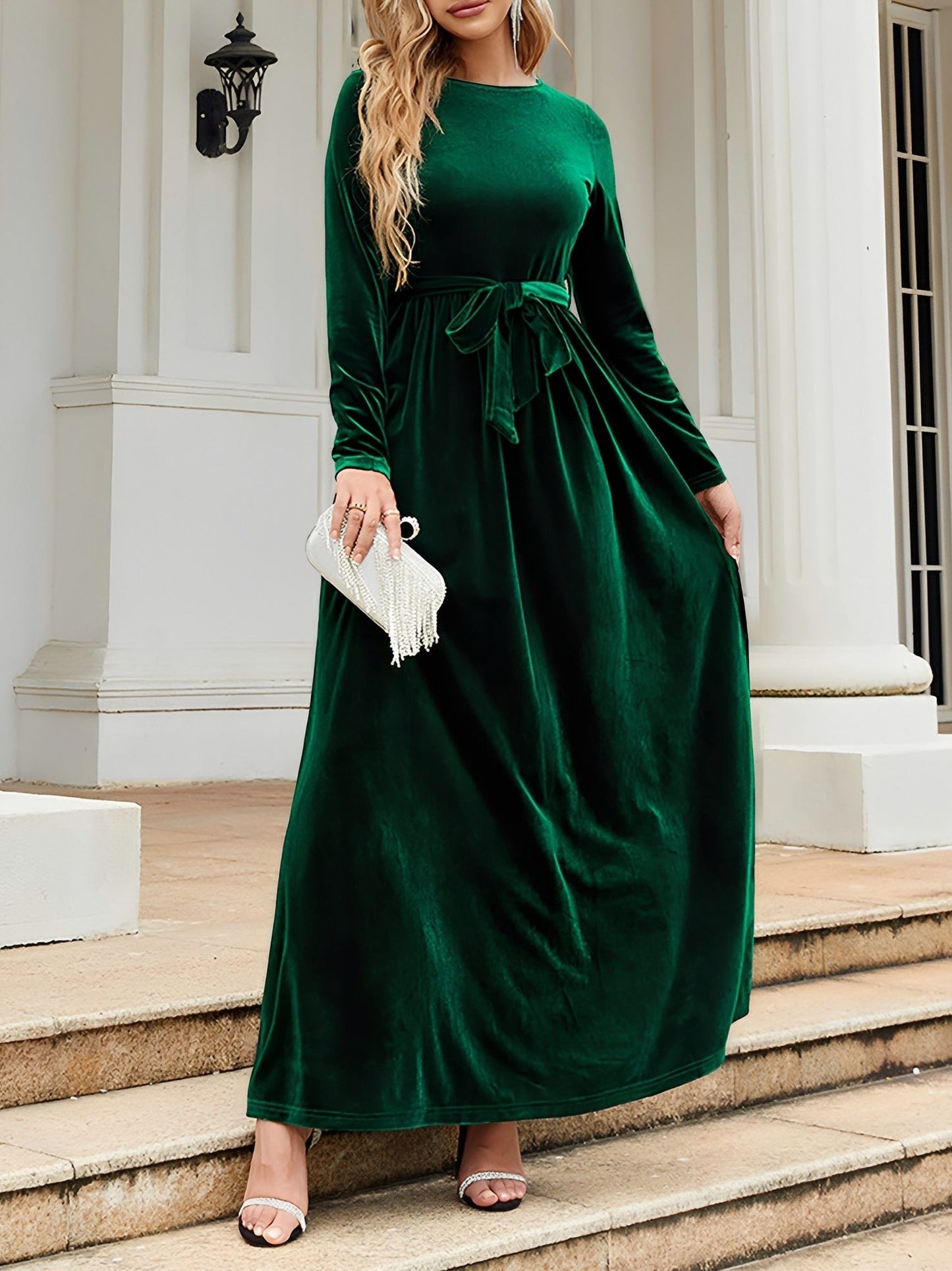 Velvet Long Sleeve Maxi Dress