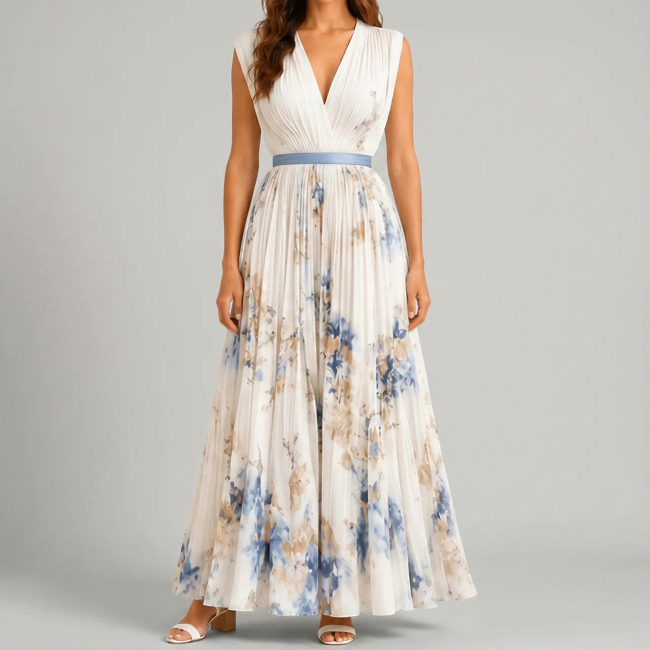 Floral Pleated Maxi Dress