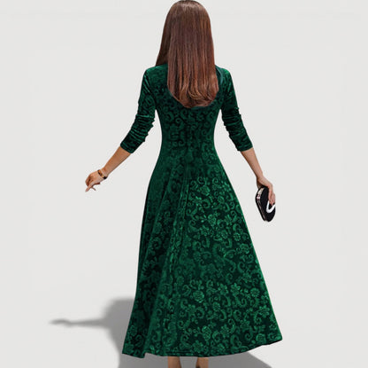 Velvet Floral Long Sleeve Maxi Dress