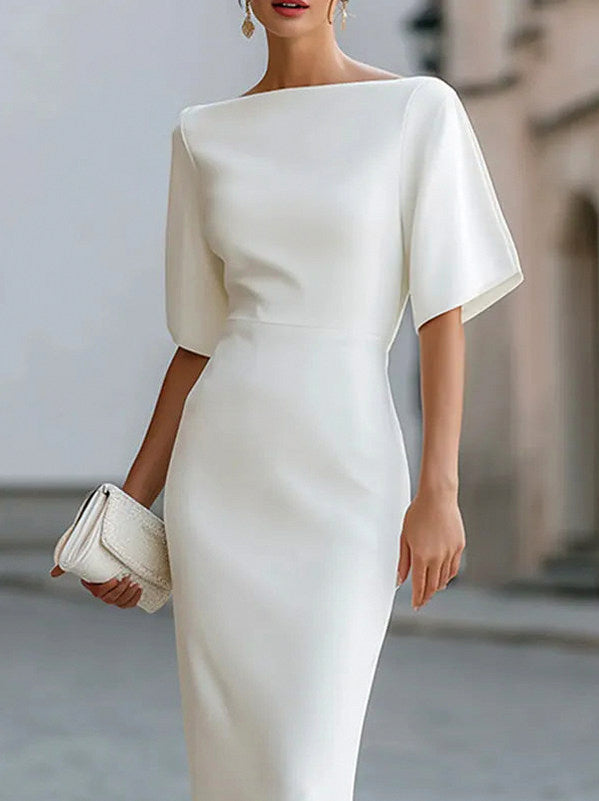 High Neck Fitted Midi Dress