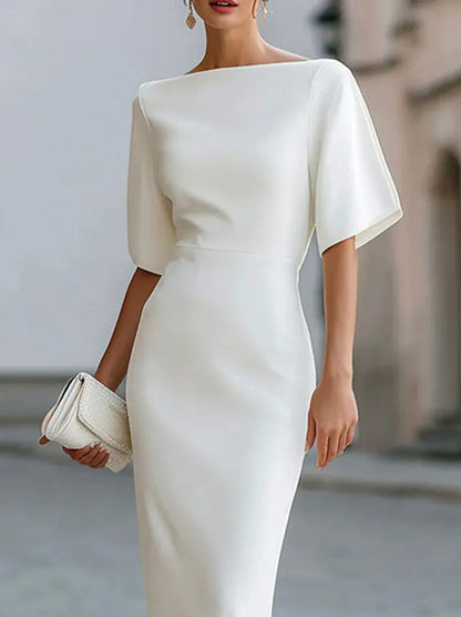 High Neck Fitted Midi Dress