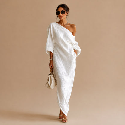 Linen Off Shoulder Maxi Dress
