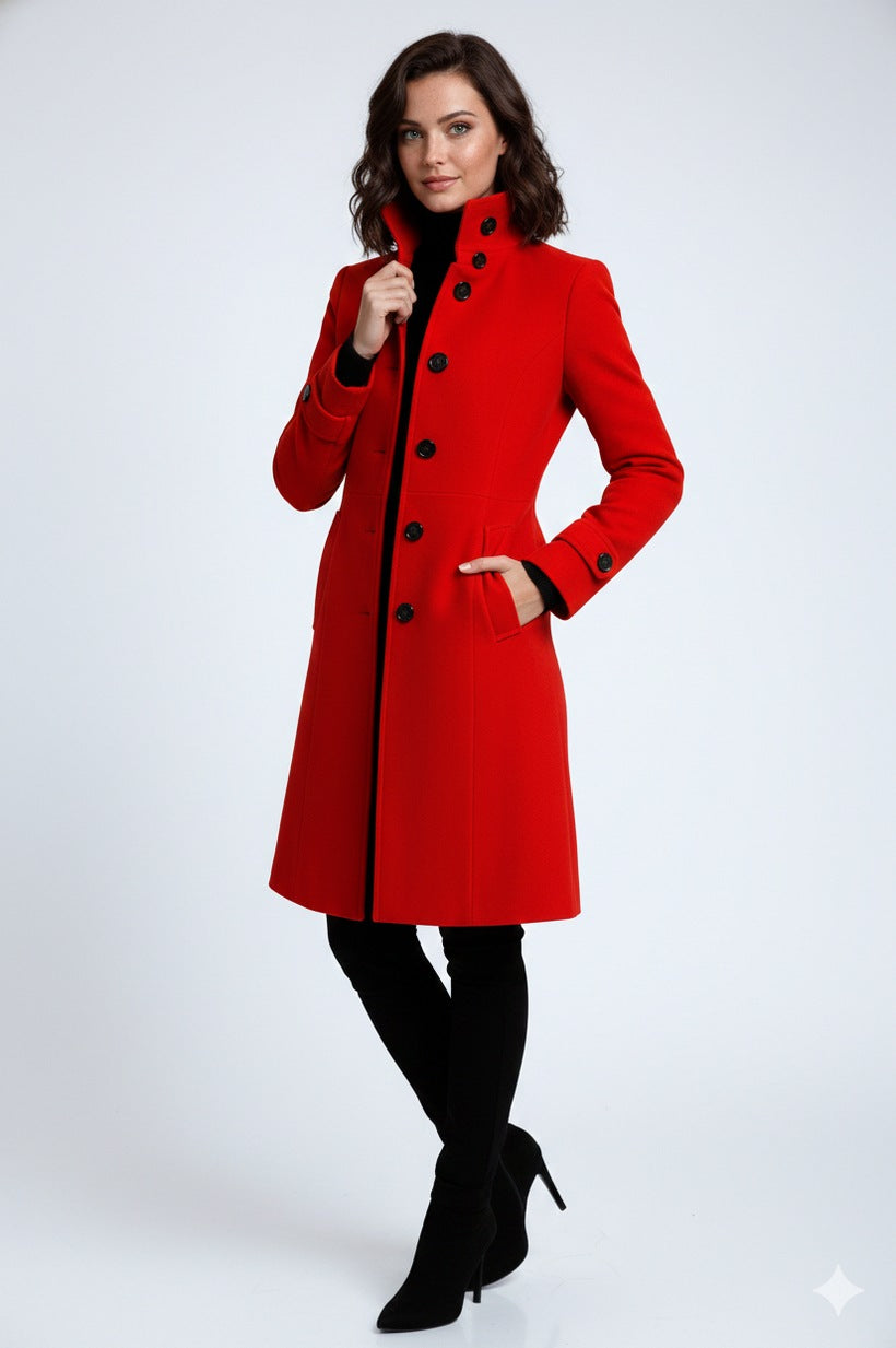 High Neck Mid Length Coat