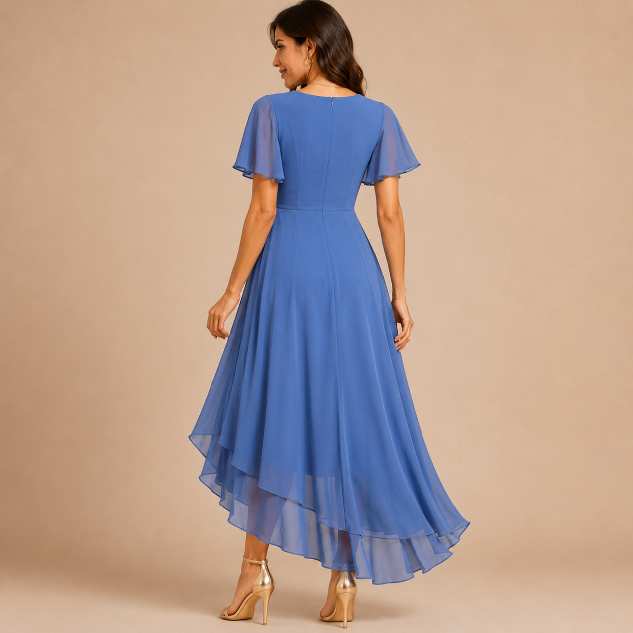 Chiffon Wrap Midi Dress