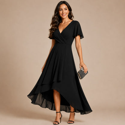 Chiffon Wrap Midi Dress