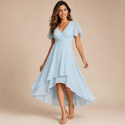 Chiffon Wrap Midi Dress