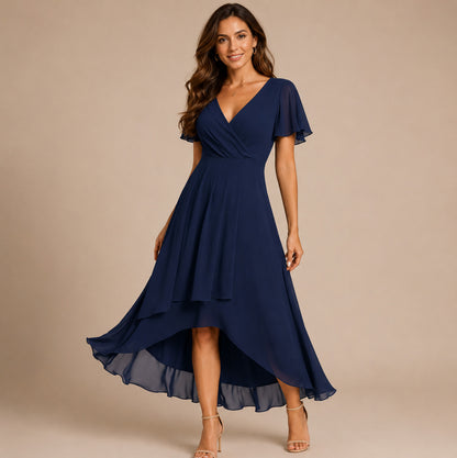Chiffon Wrap Midi Dress