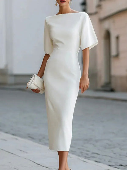 High Neck Fitted Midi Dress
